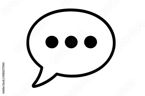 Speech bubble with dots icon. Typing message symbol. Chat, comment, dialog, communication concept. Thinking or waiting sign. Ellipsis in message bubble vector illustration.