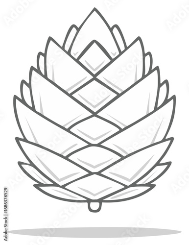 Minimalist hop cone drawing for beer brewing ingredient and craft beverage industry