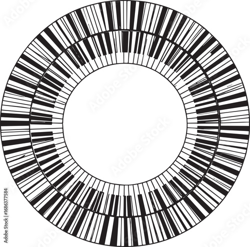  Music Instrument Round Frame Silhouette Vector Illustration