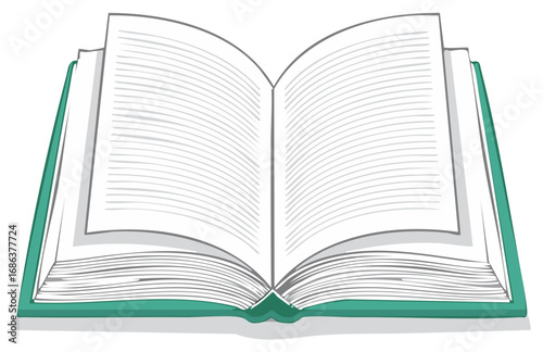 Vibrantly colored open book featuring blank white pages ready for text or reading illustration