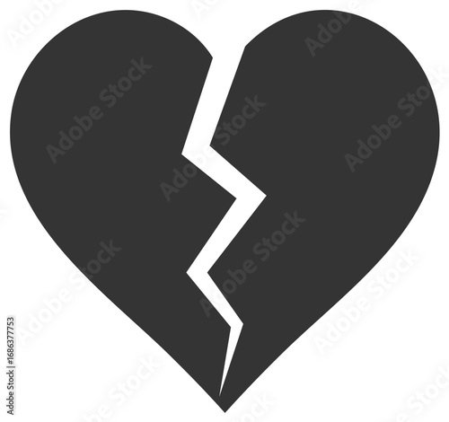 Broken Heart Symbol Representing Hurt, Grief and Sorrow, Loss and Sadness