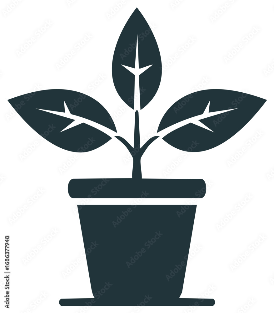 custom made wallpaper toronto digitalGreen plant in a pot with leaves and stem, simple flat icon