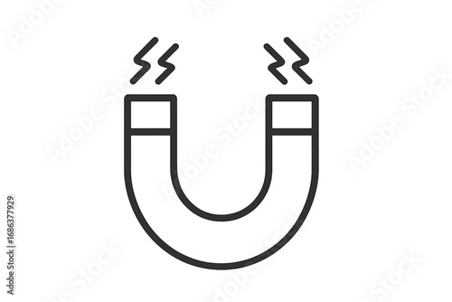 Magnet single line icon isolated white background. Editable stroke vector illustration. Magnetic field, force, attraction, physics. Minimal style for apps, web design, websites, eCommerce, education