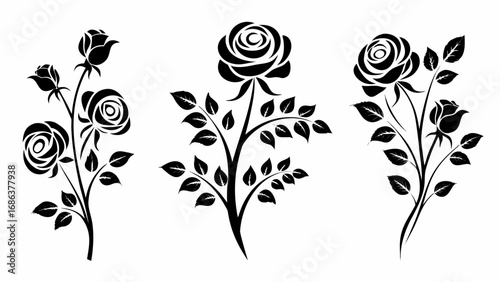 Elegant black rose floral designs offer timeless beauty for invitations, decor, and romantic themes
