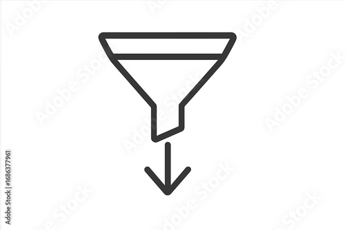 Minimalist Funnel Line Icon for Data Filter, Search Sorting, Skin Care Process, Web Application UI, Banner Design, Social Media, Marketing, Workflow, Graphic Resources Vector Illustration