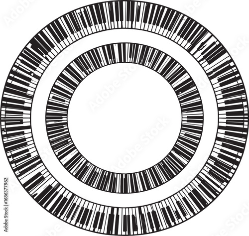  Music Instrument Round Frame Silhouette Vector Illustration