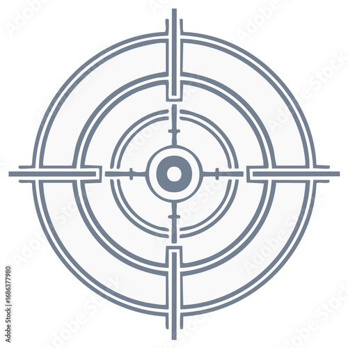 Target Symbol Design with Circular Lines and Crosshair, Bullseye for Game or Accuracy Concept