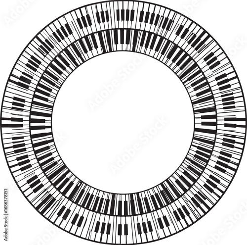 Music Instrument Round Frame Silhouette Vector Illustration