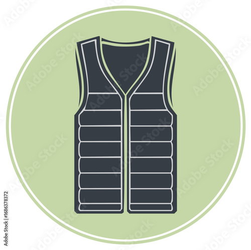 Sleeveless puffer vest gilet icon flat vector illustration for winter apparel