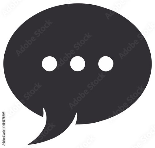 Dark gray speech bubble icon with three white dots indicating ellipsis or thinking.