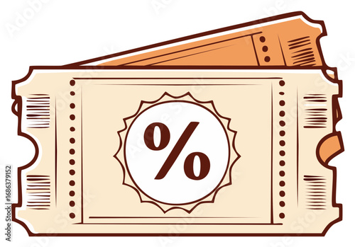 Vector illustration of retro tickets with a percent sign for sales and promotions