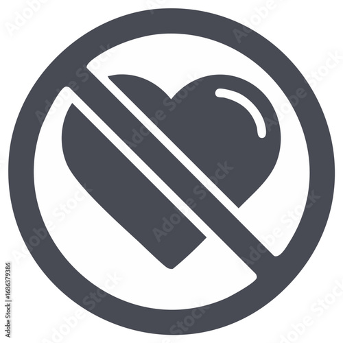Heart with Prohibition Symbol Conceptual Graphic Icon No Affection Unloved