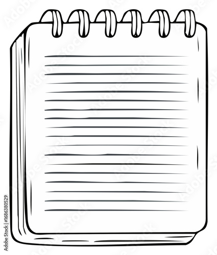 Hand drawn notebook with lined pages and spiral binding