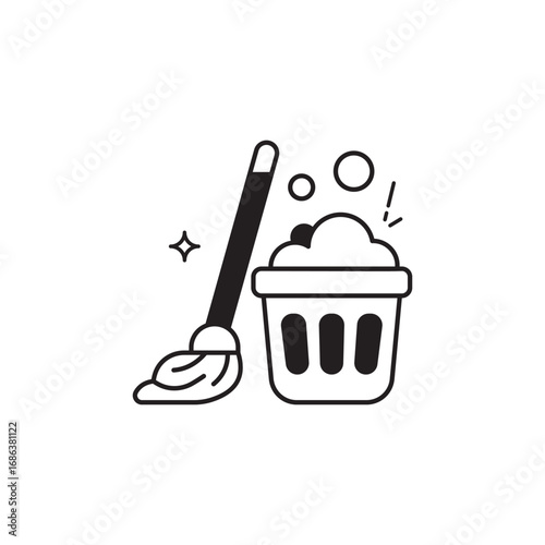 Cleaning service icon design with white background stock illustration