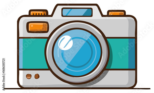Retro style Camera lens illustration photography icon graphic design tool for photos pictures and artwork