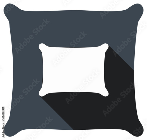 Minimalist graphic icon of a pillow with a long shadow effect