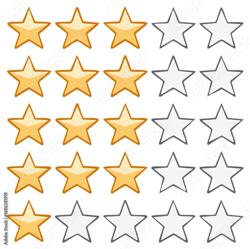 Hand Drawn Star Rating System Illustration Depicting Positive Feedback and Customer Reviews