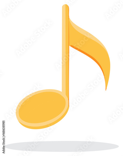 Golden Music Note Illustration, Musical Notation, Eighth Note Graphic, Minimalist Design for Digital Art, Creative Projects
