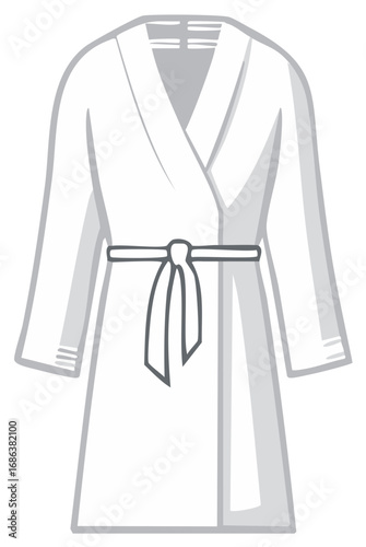 Illustration of a white bathrobe with a belt.