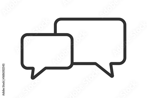 Rectangular Speech Bubbles Icon Set for Graphic Design, Communication Concepts, Chat Apps, Messaging Interface Elements, Clean Minimalist Vector Illustration with Transparent Background