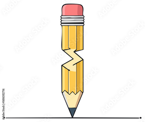 Cartoon illustration of a broken pencil symbolizing a creative or writing difficulty