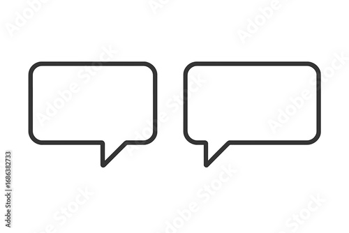 Speech bubble vector icon set. Chat box, message, dialogue balloon sign. Communication, talk, conversation symbol for web design, apps, social network, banners, cards.