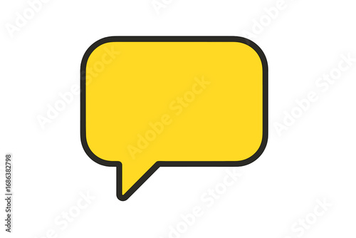 Vibrant Yellow Speech Bubble Vector Illustration for Digital Graphics, Flat Comic Dialogue Cloud with Transparent Background, Empty Text Balloon Design, Communication, Cartoon Template