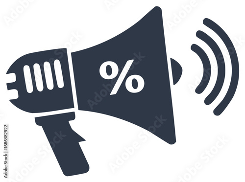 Megaphone with Percentage Sign