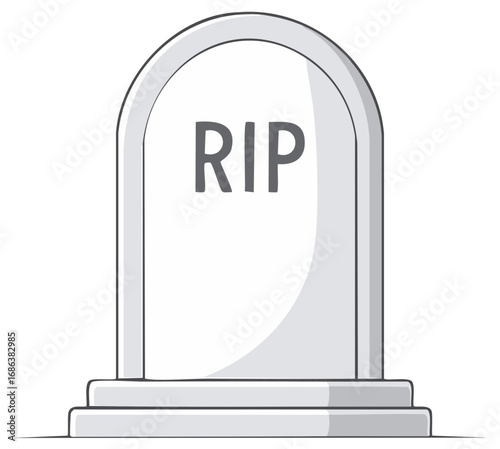 Cartoon gravestone with RIP text symbolizing death remembrance and memorial illustration