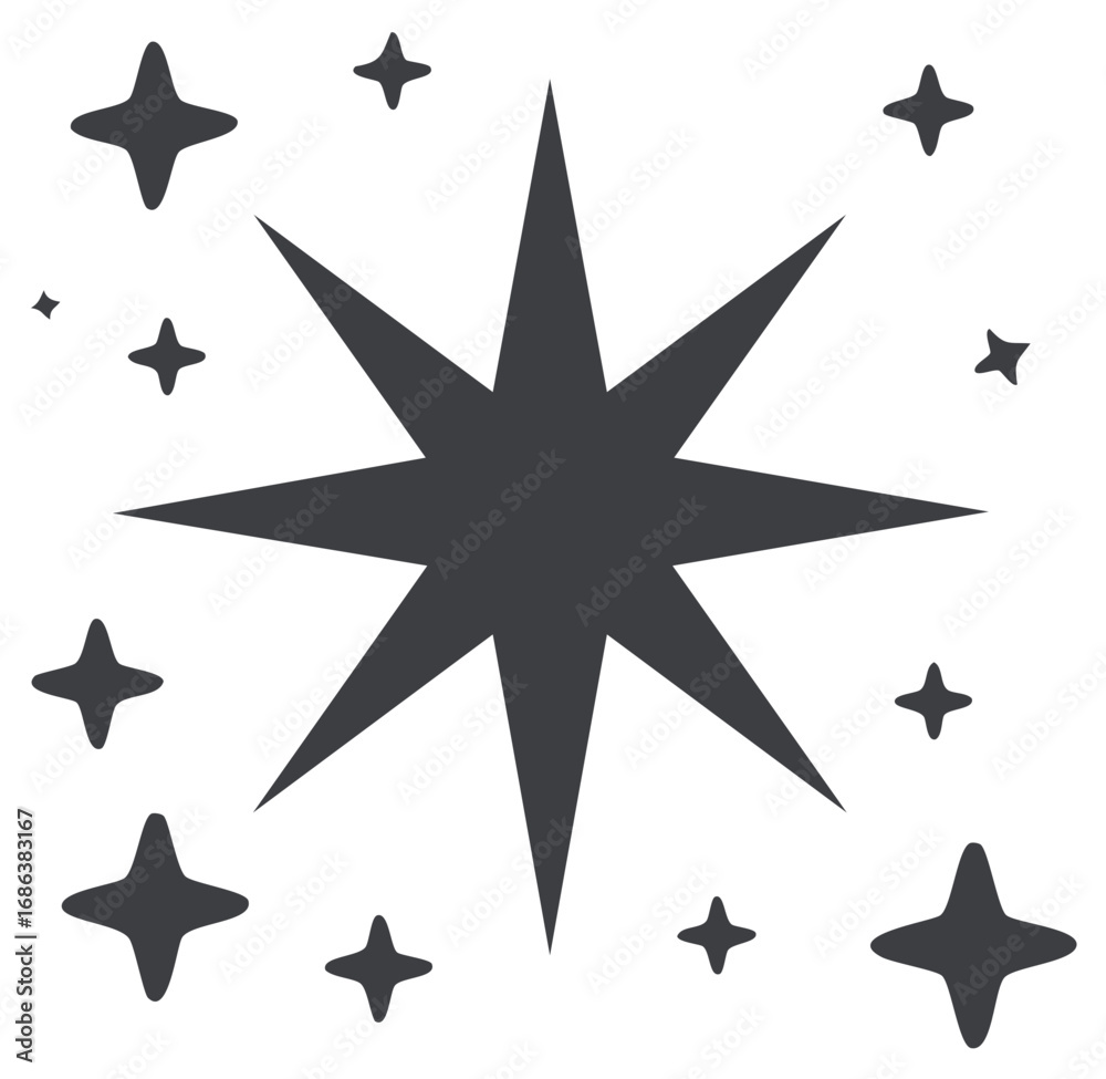 Obraz premium Starry Graphic with Multiple Stars Varying in Size