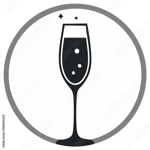 Champagne Glass Icon in Circle