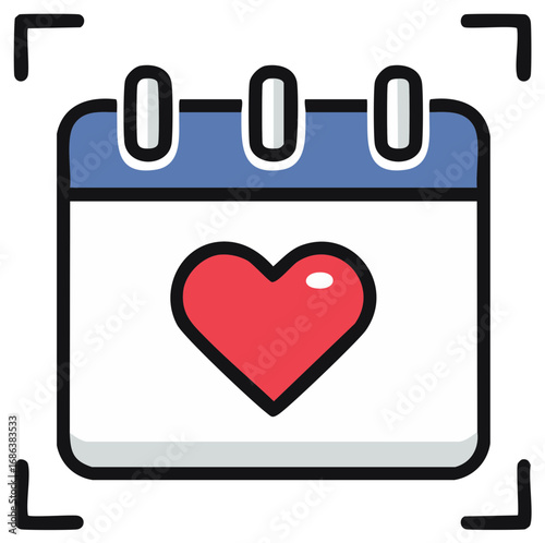 Calendar with Heart Icon for Special Dates and Events
