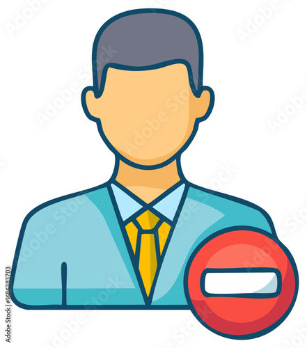 Business person with prohibition sign, vector illustration