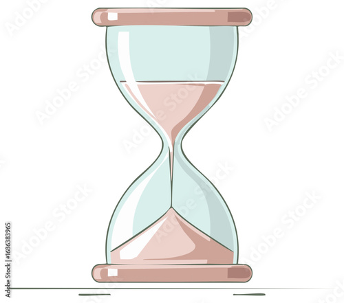 Minimalist hourglass illustration counting down with pink sand marking the passage of time
