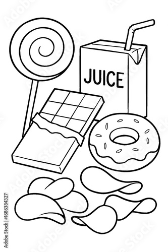 illustration of a set of food icons