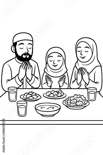 waiter serving food and praying