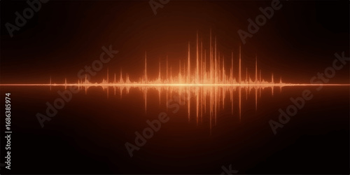 Abstract background of glowing red and black sound waves with digital equalizer lines