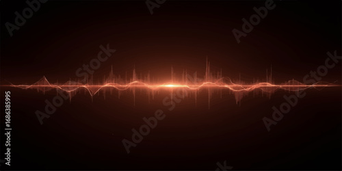 Abstract cardiogram wave on a black background illustrates a healthy heart pulse