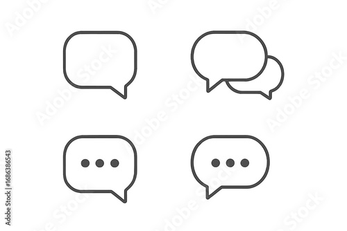Chat icon set. Thin line speech bubble collection. Vector illustration for communication, dialogue, messaging app. Concept for social media, UI, UX design. Typing message symbol.