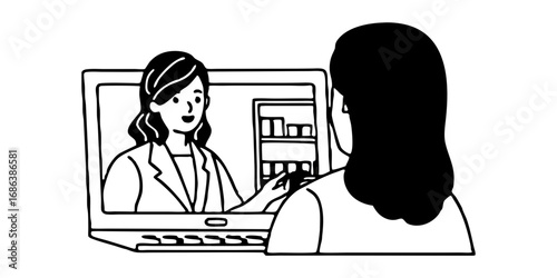 Online doctor consultation telemedicine healthcare video call medical advice virtual appointment health support isolated on transparent background 