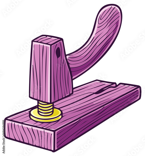 Unique purple wooden stapler office supply tool cartoon illustration