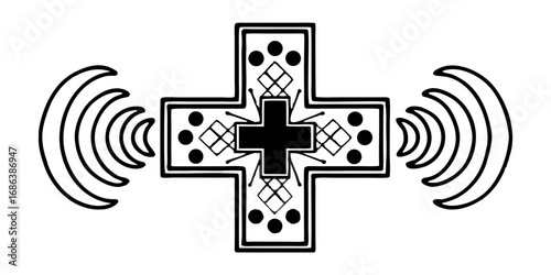 Cross signal design religious symbol christianity faith abstract art graphic illustration vector element 100 isolated on transparent background 