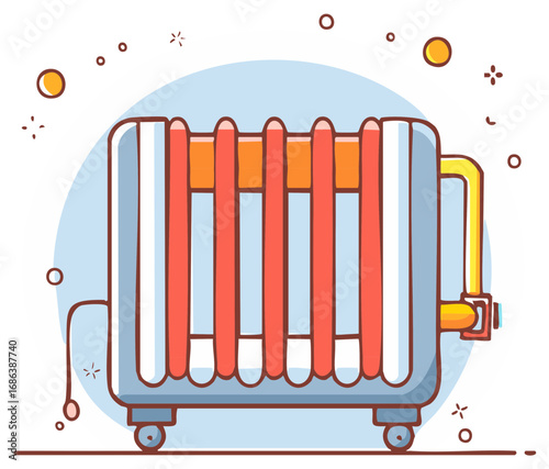 Cozy electric radiator with heating elements providing warmth and comfort during cold weather.