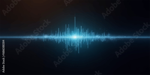 Abstract blue medical technology background with a green heartbeat on an ecg monitor