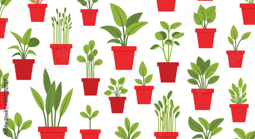 Vibrant potted plants create a cheerful and modern aesthetic for home decor and design projects