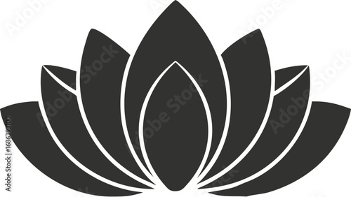 Elegant dark lotus flower emblem symbolizing peace serenity and spiritual growth for wellness brands