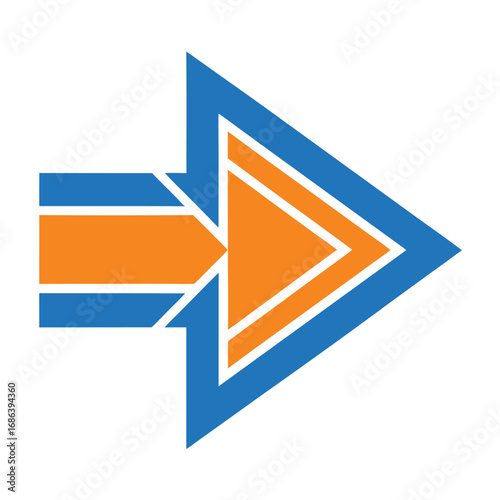 Blue and orange abstract arrow shape with geometric layers on white background direction forward Free Download Blue and orange abstract arrow shape with geometric layers on white background direction forward - GFXLoad