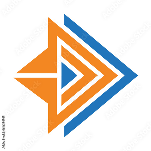 Free Download Orange and Blue Geometric Shapes Arrow Abstract Design vector - GFXLoad