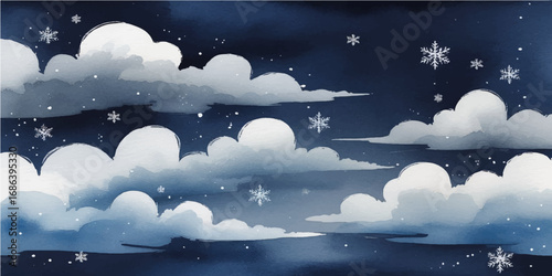 Blue and gold light from the moon and stars reflects on a calm sea beneath a vast, cloudy night sky