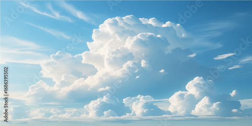 A beautiful cumulus cloudscape in a clear blue summer sky